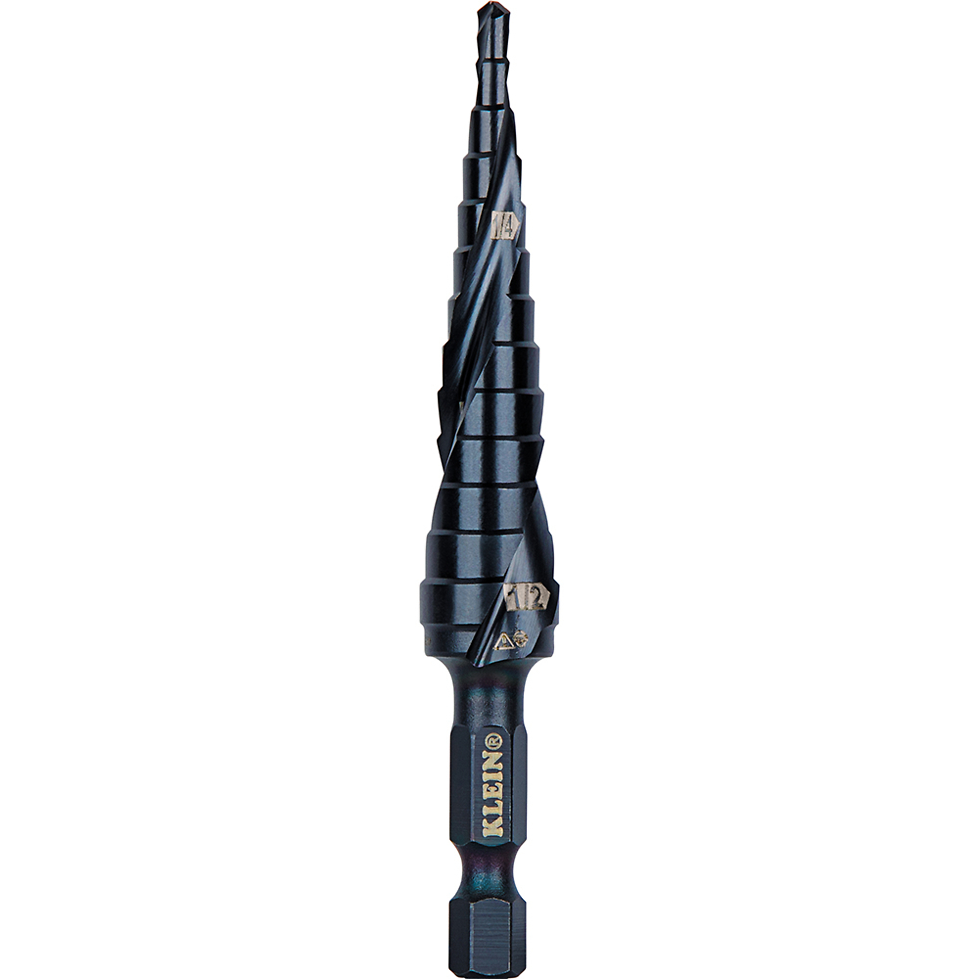Klein Tools, Step Drill Bit, Quick Release, Double Spiral Flute, Size (SAE) Multiple in, Included (qty.) 1 Model# QRST01